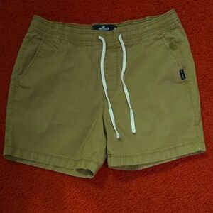 Hollister Khaki Shorts with White Drawstring